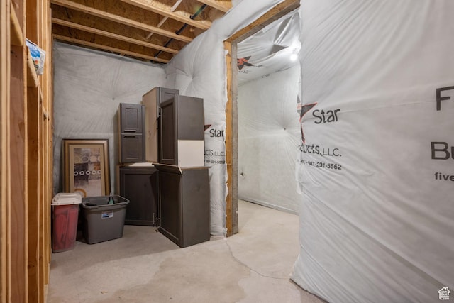view of unfinished basement
