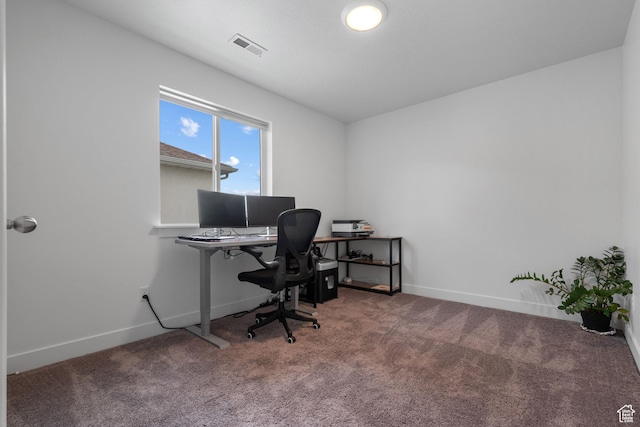office space featuring carpet and baseboards