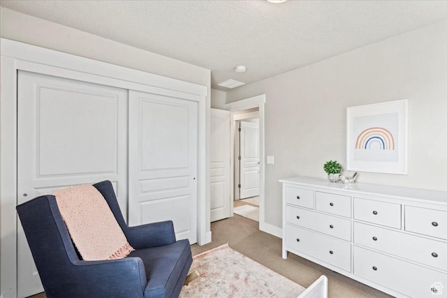 5153 W Bowstring Way S, Jordan, UT 84009 - sitting room featuring light colored carpet, a textured ceiling, and baseboards