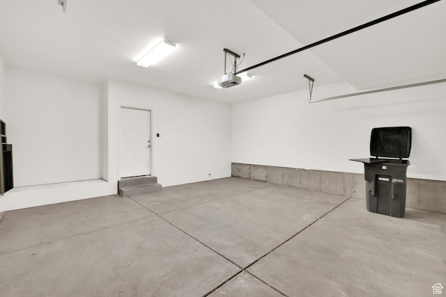 garage with a garage door opener