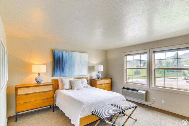 40 N Christa Cir, Garden City, UT 84028 - bedroom featuring a wall mounted AC, carpet floors, a textured ceiling, and baseboards