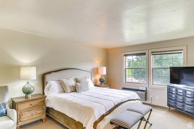 40 N Christa Cir, Garden City, UT 84028 - bedroom with light colored carpet, a wall unit AC, a textured ceiling, and baseboards