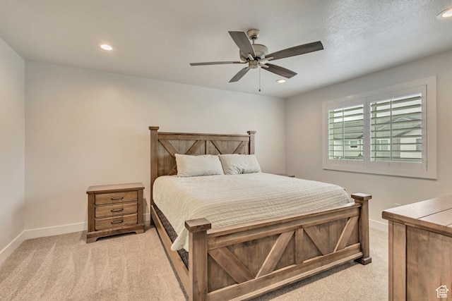 341 N 100 W, Morgan, UT 84050 - bedroom featuring light carpet, baseboards, recessed lighting, and a ceiling fan