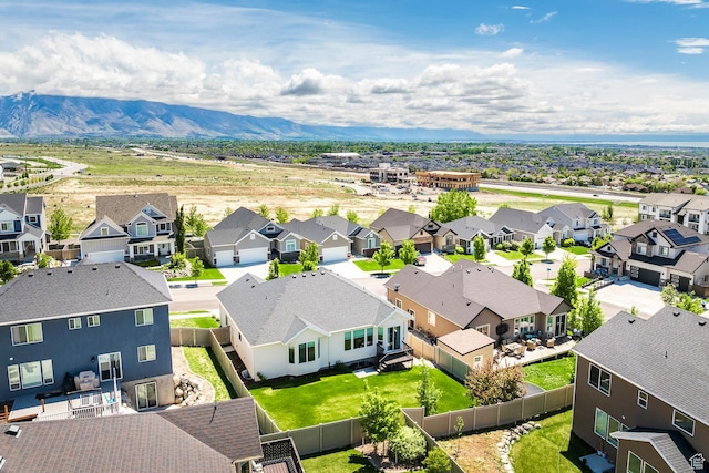 aerial perspective of suburban area featuring mountains
