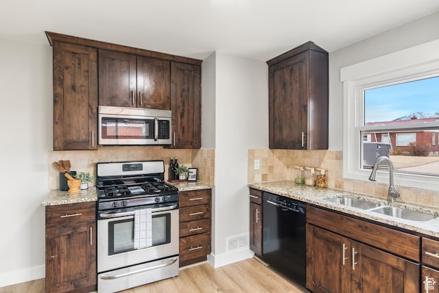5857 S 2625 W, Roy, UT 84067 - kitchen with stainless steel appliances, a sink, light stone countertops, and backsplash