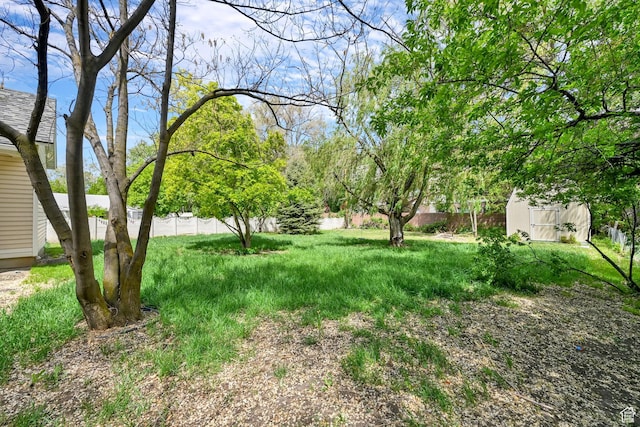 256 13th St, Ogden, UT 84404 - view of yard featuring a storage shed, an outbuilding, and fence