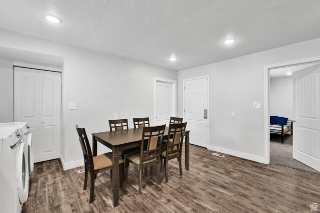 256 13th St, Ogden, UT 84404 - dining room featuring washer and dryer, dark wood-style flooring, baseboards, and recessed lighting