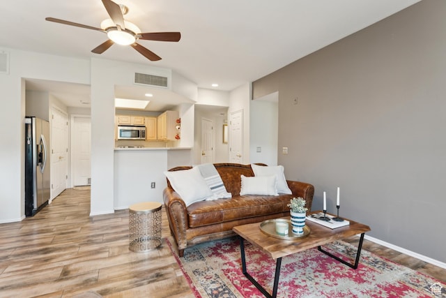 900 Bitner Rd Unit D11, Park City, UT 84098 - living room with light wood-type flooring, ceiling fan, baseboards, and recessed lighting