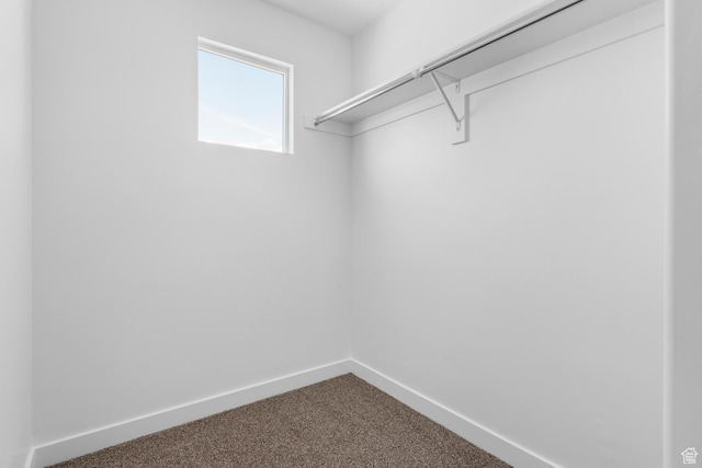 spacious closet with dark carpet