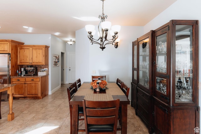 1866 N Matchstick Way, Cedar City, UT 84721 - dining space with a chandelier, light tile patterned floors, recessed lighting, and baseboards