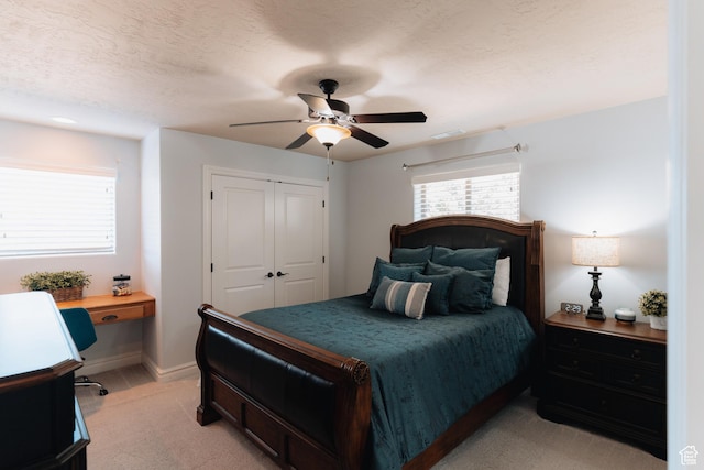 1866 N Matchstick Way, Cedar City, UT 84721 - bedroom with light carpet, an office area, baseboards, a closet, and ceiling fan