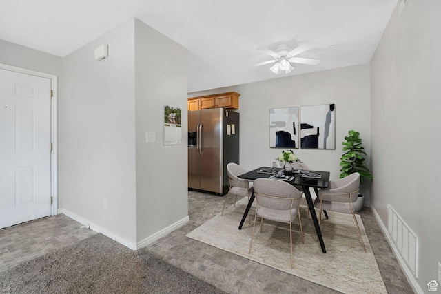 1693 W Westbury Unit D, Lehi, UT 84043 - dining room featuring baseboards, a desk, and ceiling fan