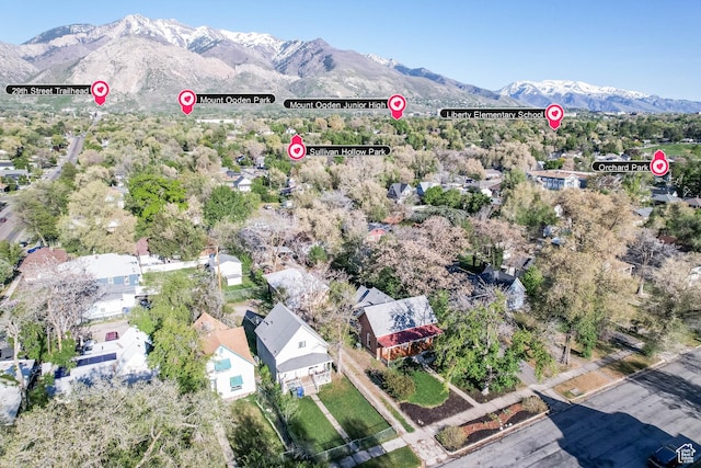 aerial overview of property's location with mountains