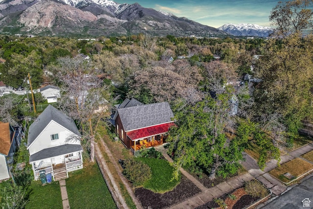 view from above of property featuring a mountain backdrop