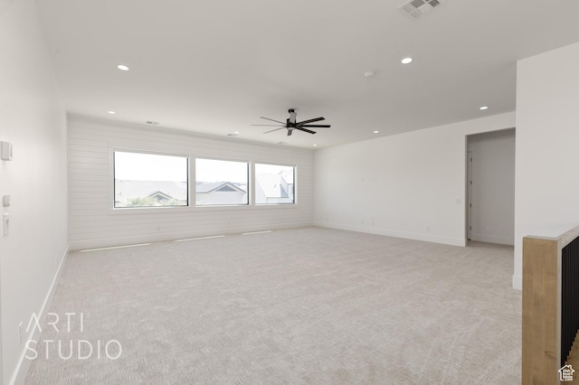 2832 E Stonedale Dr, St George, UT 84790 - spare room featuring light colored carpet, recessed lighting, ceiling fan, and baseboards