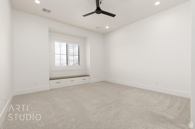 2832 E Stonedale Dr, St George, UT 84790 - unfurnished room featuring light carpet, recessed lighting, ceiling fan, and baseboards