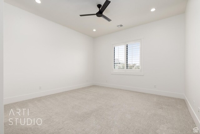 2832 E Stonedale Dr, St George, UT 84790 - spare room featuring ceiling fan, carpet floors, recessed lighting, and baseboards