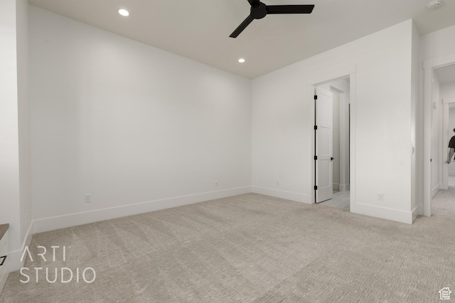 2832 E Stonedale Dr, St George, UT 84790 - unfurnished room featuring ceiling fan, carpet flooring, recessed lighting, baseboards, and a smoke detector