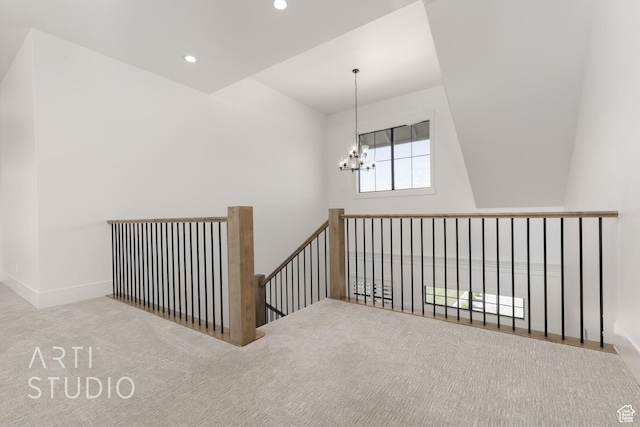 2832 E Stonedale Dr, St George, UT 84790 - interior space featuring a chandelier, carpet floors, recessed lighting, and baseboards