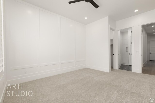 2832 E Stonedale Dr, St George, UT 84790 - unfurnished bedroom featuring a decorative wall, carpet floors, recessed lighting, and ceiling fan
