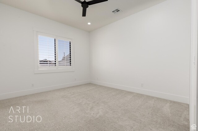 2832 E Stonedale Dr, St George, UT 84790 - spare room featuring a ceiling fan, carpet, baseboards, and recessed lighting