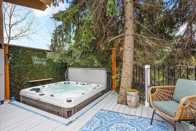 5925 W Highland Dr N, Mountain Green, UT 84050 - wooden terrace featuring a covered hot tub