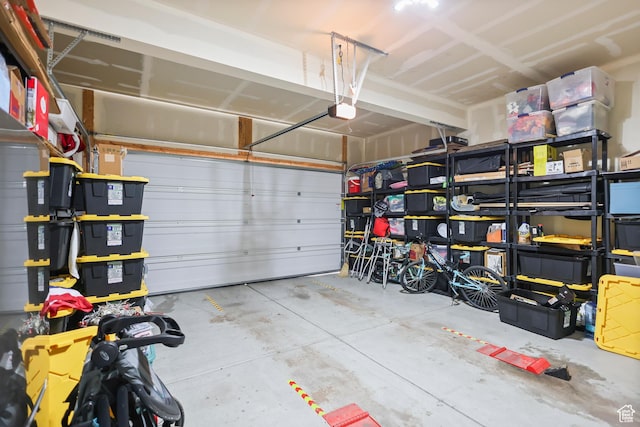 garage with a garage door opener