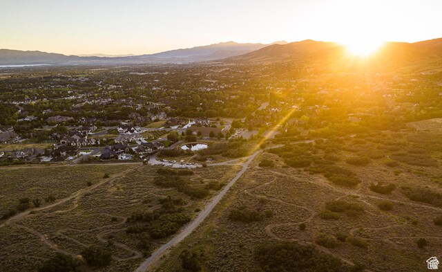 aerial view at dusk of a mountain view
