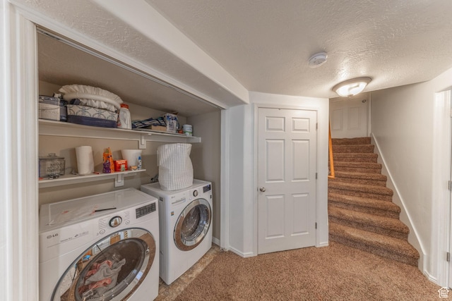 1501 W 2060 S, Woods Cross, UT 84087 - laundry area with light carpet, separate washer and dryer, a textured ceiling, and baseboards