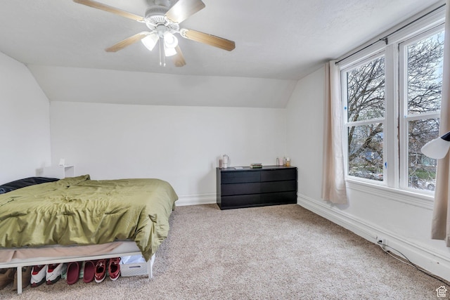 358 W 400 S, Provo, UT 84601 - carpeted bedroom with lofted ceiling, multiple windows, a ceiling fan, and baseboards