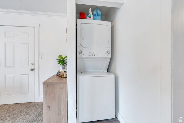 358 W 400 S, Provo, UT 84601 - laundry area with stacked washing machine and dryer and carpet