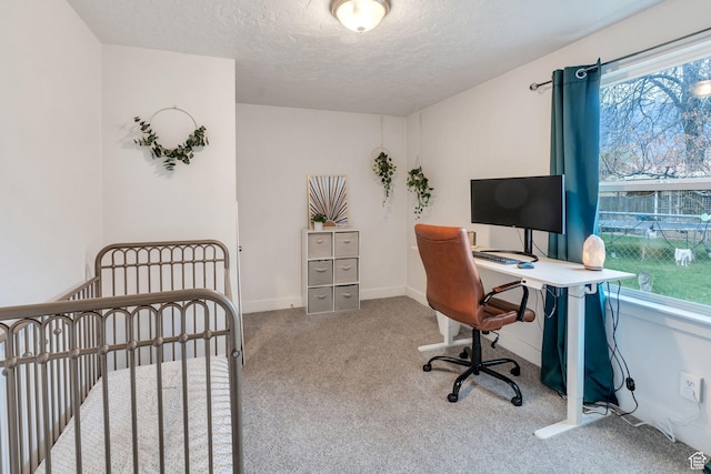 358 W 400 S, Provo, UT 84601 - carpeted bedroom featuring a textured ceiling, an office area, and baseboards