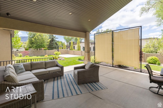 view of patio featuring an outdoor living space