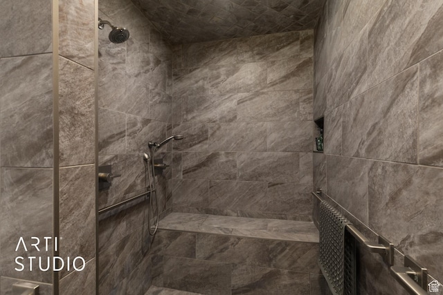 bathroom view of a tile shower