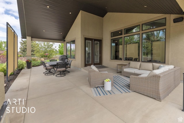 view of patio featuring an outdoor hangout area and outdoor dining space