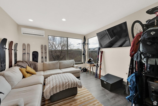 9048 E Acorn Way Unit 984, Heber City, UT 84032 - living area with a wall mounted AC, wood finished floors, and recessed lighting