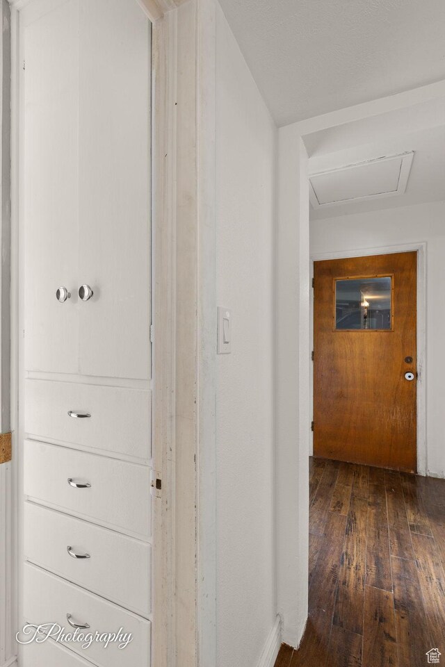 382 W 200 N, St George, UT 84770 - hall featuring wood-type flooring, attic access, and baseboards