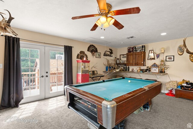 382 W 200 N, St George, UT 84770 - playroom with french doors, billiards table, carpet floors, ceiling fan, and recessed lighting