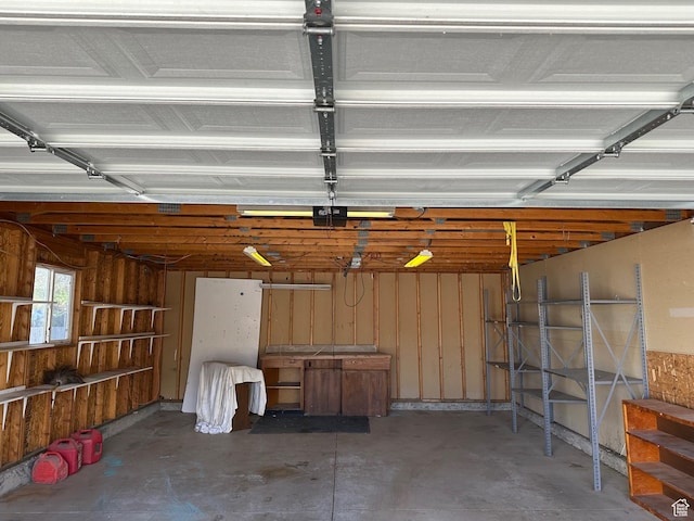 garage with a garage door opener