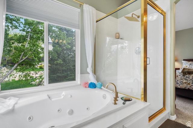 3347 N 1150 E, Layton, UT 84040 - bathroom with ensuite bath, a stall shower, and a tub with jets