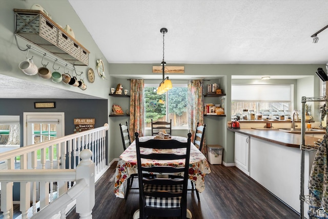 3347 N 1150 E, Layton, UT 84040 - dining space featuring dark wood-type flooring, plenty of natural light, and a textured ceiling