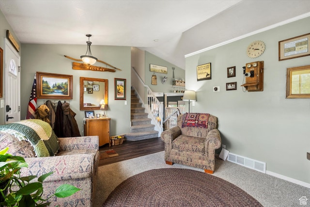 3347 N 1150 E, Layton, UT 84040 - living room with stairway, lofted ceiling, and baseboards
