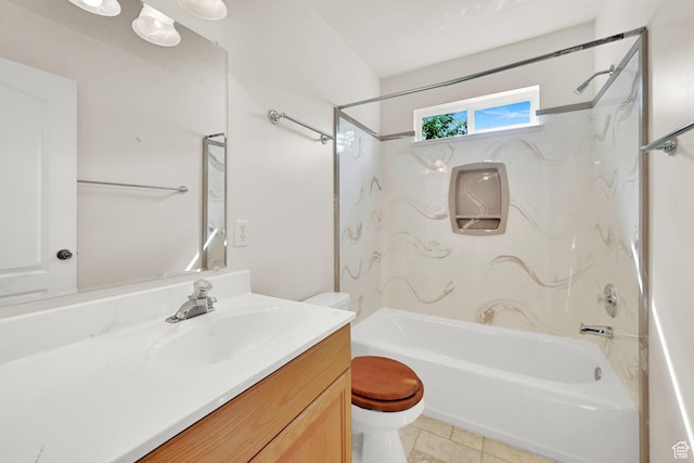 3267 S 1350 W, Perry, UT 84302 - bathroom featuring toilet, bathing tub / shower combination, vanity, and tile patterned floors