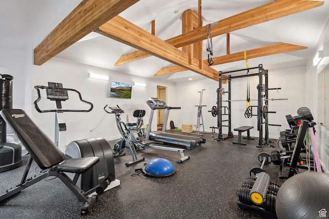 2625 E Kentucky Ave, Holladay, UT 84117 - gym with beamed ceiling