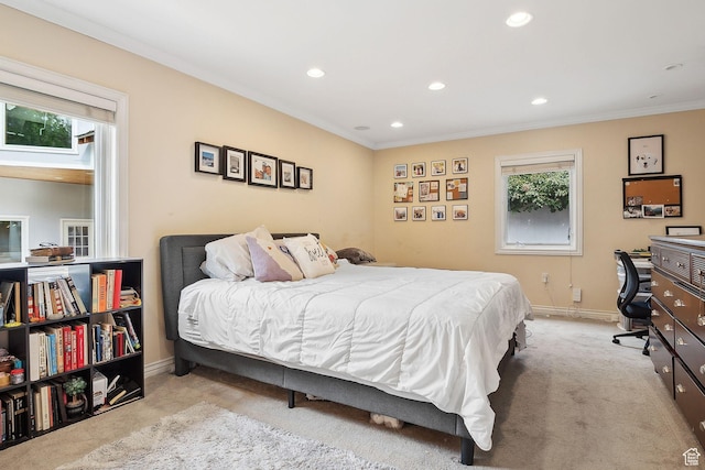 2625 E Kentucky Ave, Holladay, UT 84117 - carpeted bedroom featuring crown molding, recessed lighting, and baseboards