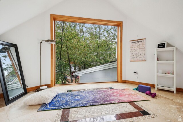 2625 E Kentucky Ave, Holladay, UT 84117 - bedroom with vaulted ceiling and baseboards