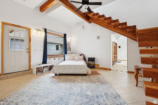 2625 E Kentucky Ave, Holladay, UT 84117 - bedroom featuring light tile patterned floors, baseboards, and an AC wall unit