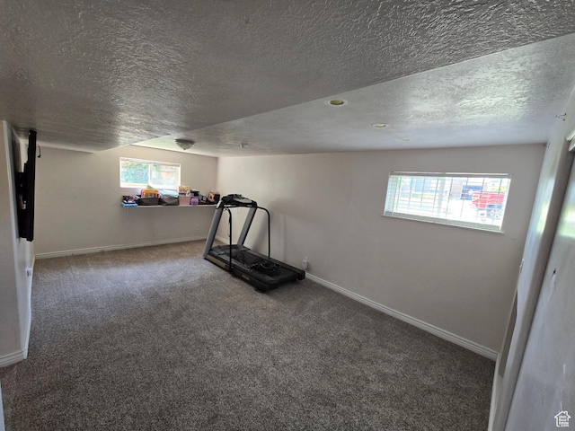 614 W Anderson Ave S, Murray, UT 84123 - exercise area with a textured ceiling, carpet floors, and healthy amount of natural light