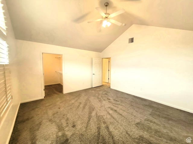 186 S 1900 W Unit R2, Lehi, UT 84043 - unfurnished bedroom featuring lofted ceiling, carpet floors, a walk in closet, baseboards, and ceiling fan