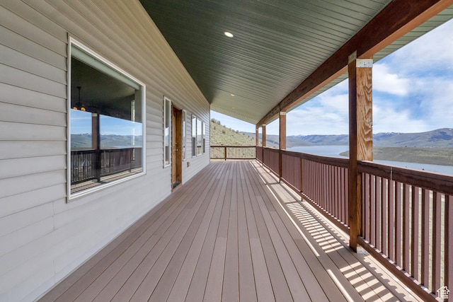 deck with a mountain view